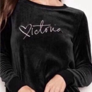 Victoria's Secret Black Velvet Top with Script